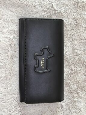 RADLEY LONDON Black Leather Long Card & Key Holder with Dog Motif size large